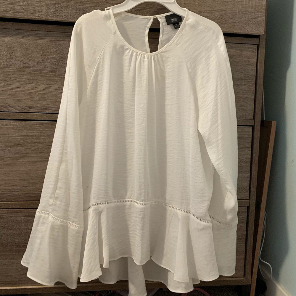 White blouse with flowy sleeves